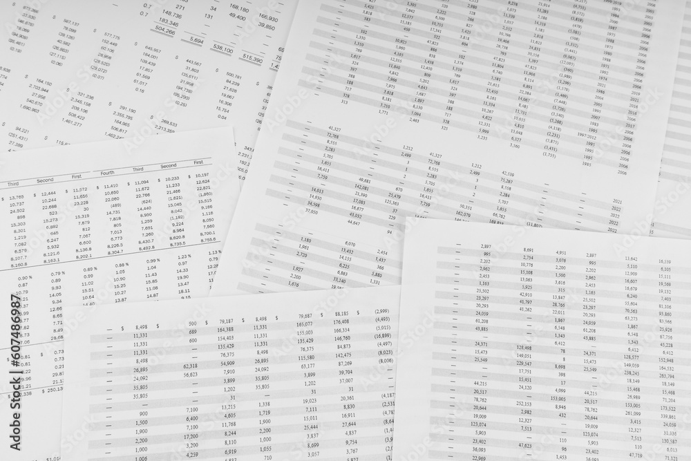 Financial documents lying on the table. Close-up view. Financial documents lying on the table. Close-up view.