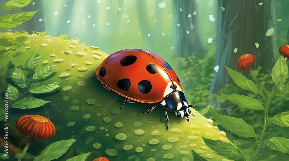 lady bug in wildlife made with generative ai technology lady bug in wildlife made with generative ai technology