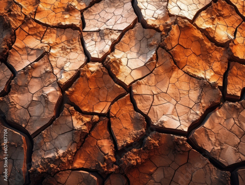 Cracked surface of soil, dried and chopped earth, soil erosion