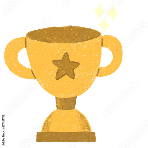 Trophy Award Doodle Hand Drawn Chalk Style Illustration