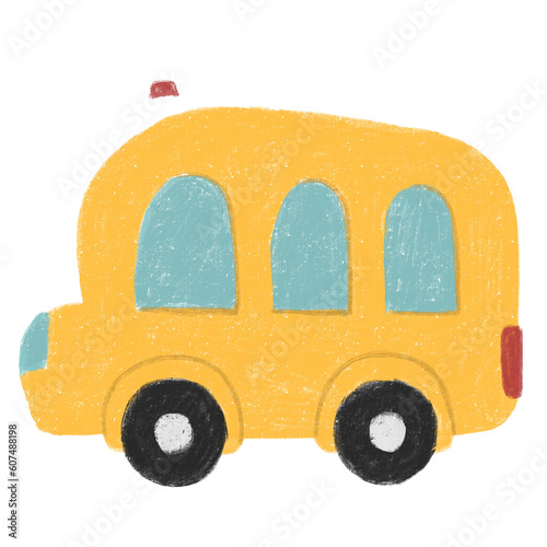 School Bus Doodle Hand Drawn Chalk Style Illustration