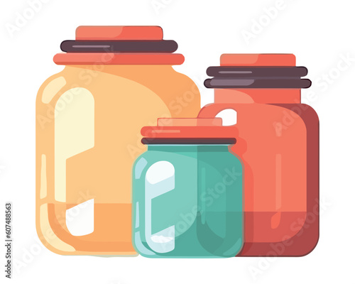 differents color glass jars icons