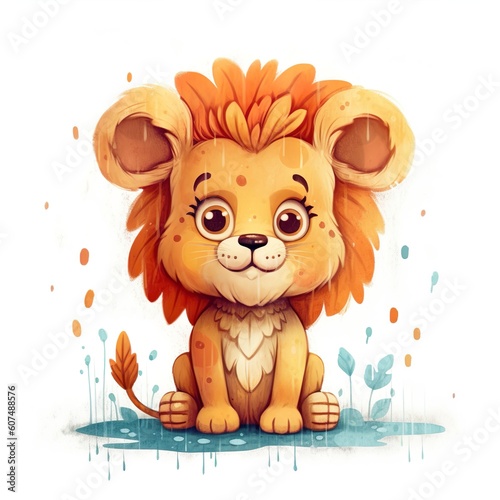 cute lion illustration for kids made with generative ai technology 