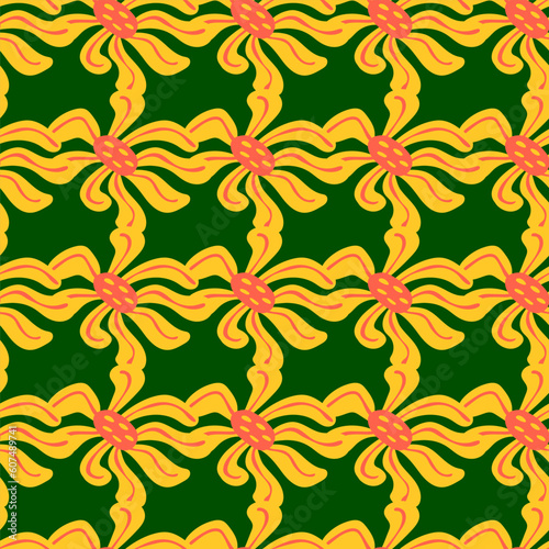 Vintage stylized flowers background. Decorative retro abstract bud flower seamless pattern. © smth.design