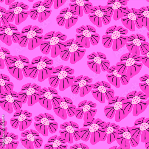 Wallpaper Mural Contemporary big bud flower seamless pattern. Cute stylized flowers background. Torontodigital.ca