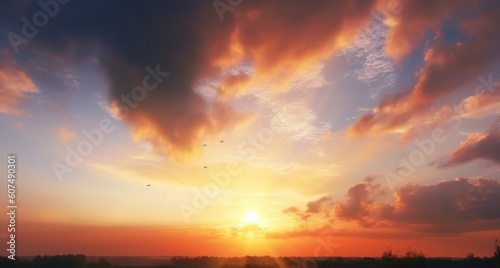 Celestial World concept  Sunset sunrise with clouds  Generative AI