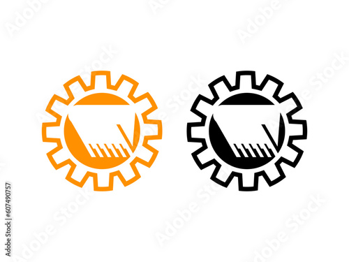 Excavator gear logo icon vector template 