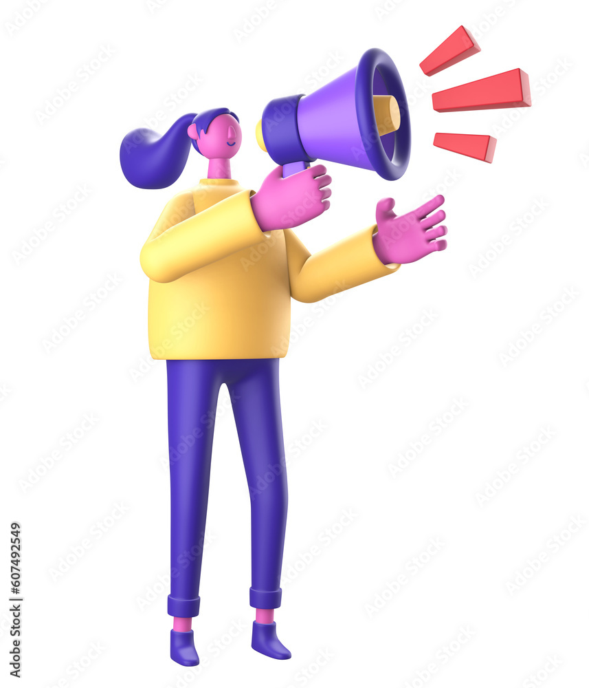 3D Character with loudspeaker for UI UX web mobile apps social media 3D Character with loudspeaker for UI UX web mobile apps social media