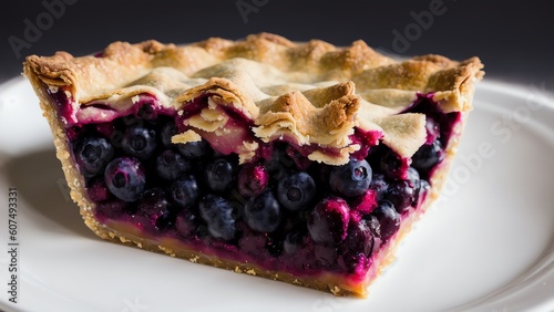 Piece Of Homemade Blueberry Pie. Generative AI