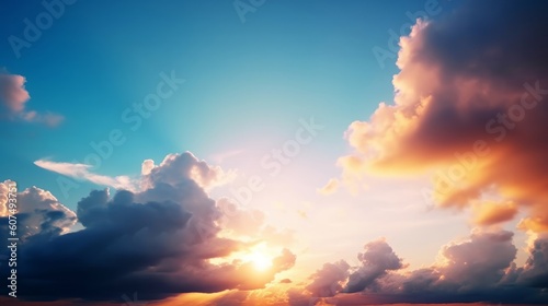 Natural background concept: Sunset blue sky and clouds backgrounds, Generative AI