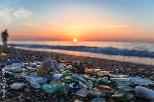 sea glass, sea, glass, beach, summer, seaglass, coast, pebbles, transparent, ocean, water, blue, green, waves, sunset, nature, white, decoration, abstract, background, natural, genuine, broken, travel