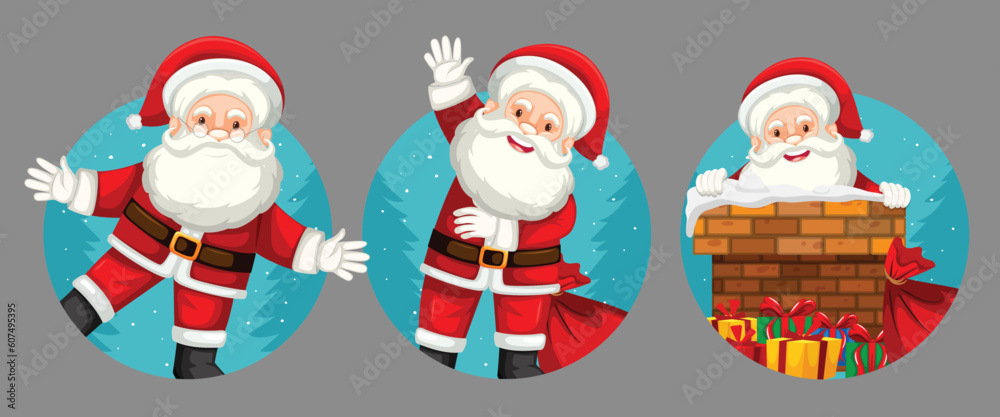Set of christmas theme with santa by the greatest graphics