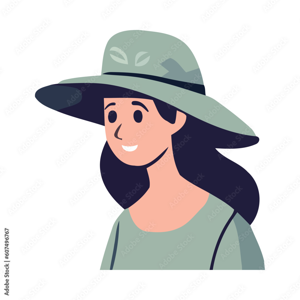 young woman wearing elegant hat character