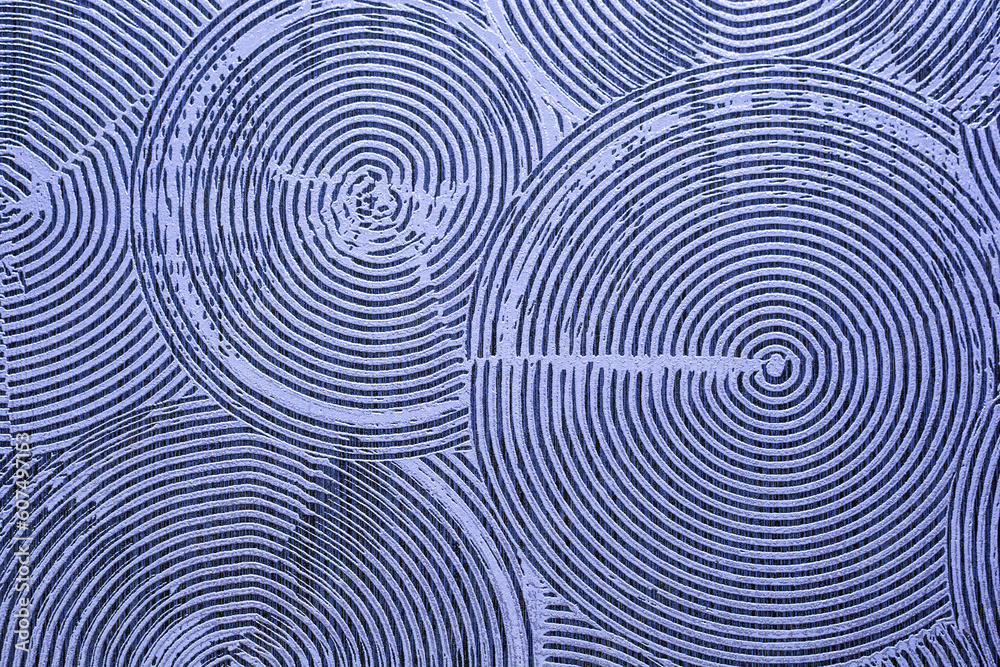 blue vinyl texture with round geometric pattern. The surface of the wallpaper with a round geometric pattern.