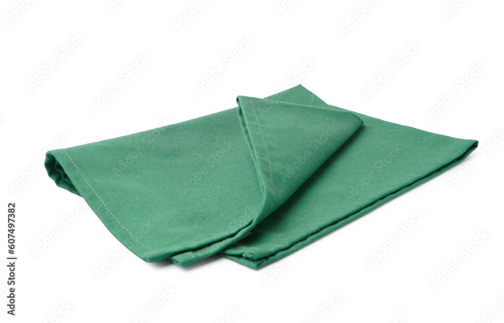 Green folded napkin isolated on white background Green folded napkin isolated on white background