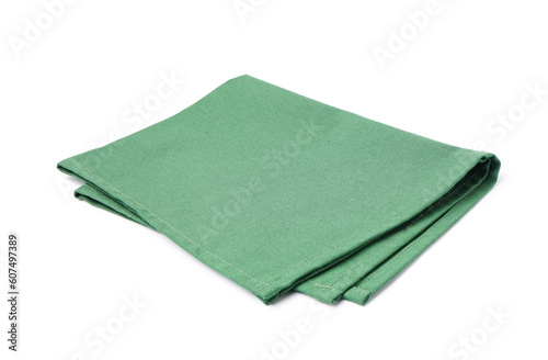Green folded napkin isolated on white background
