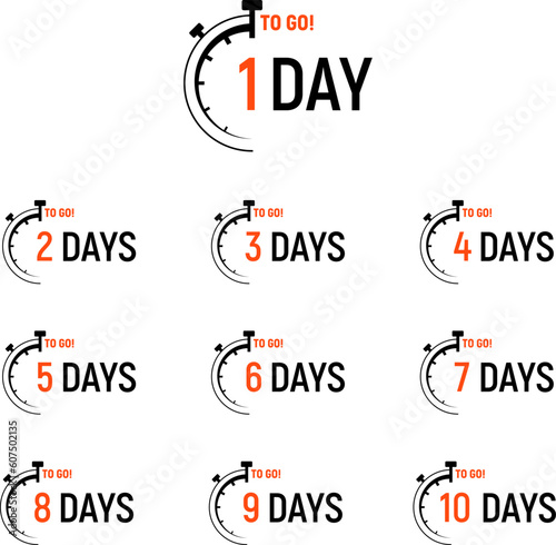 Countdown days left banner. Count time sale. Days to go. Vector illustration.