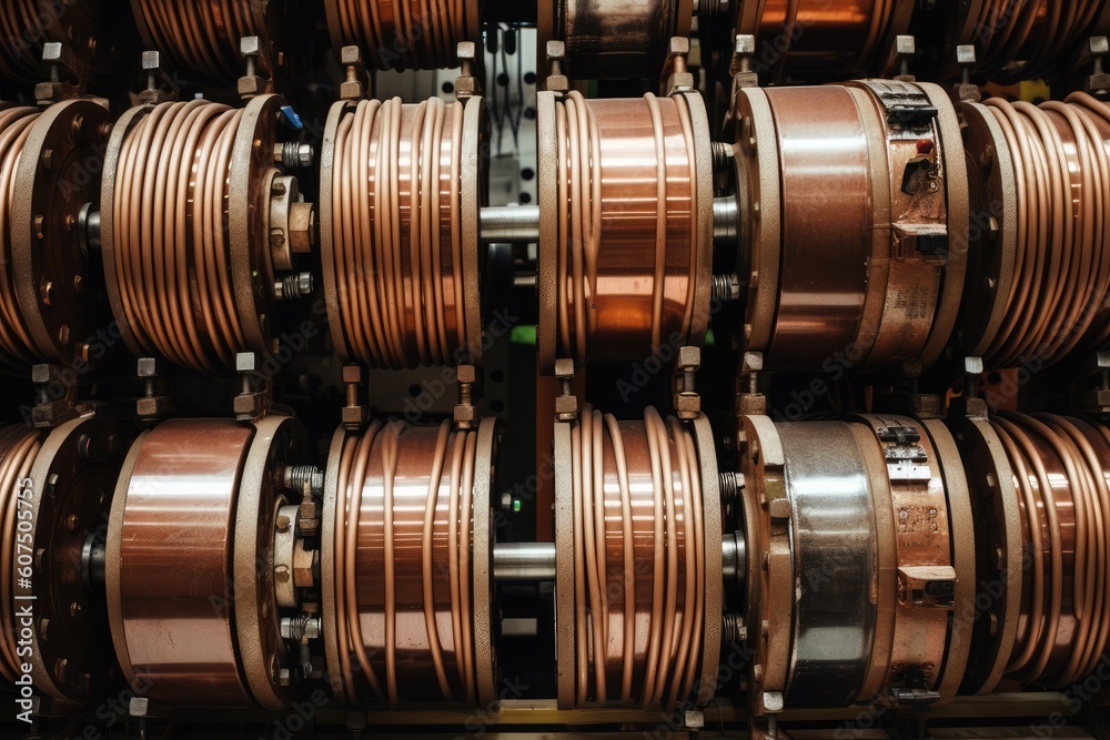 Modern big copper powerful motor. Generative AI Modern big copper powerful motor. Generative AI