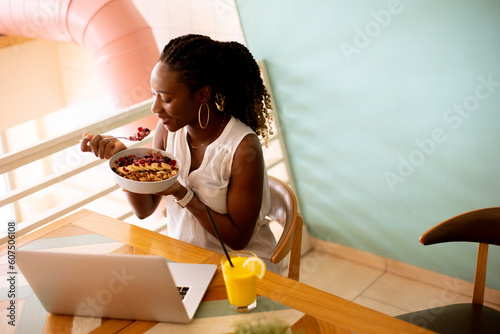 Young black woman having a ...