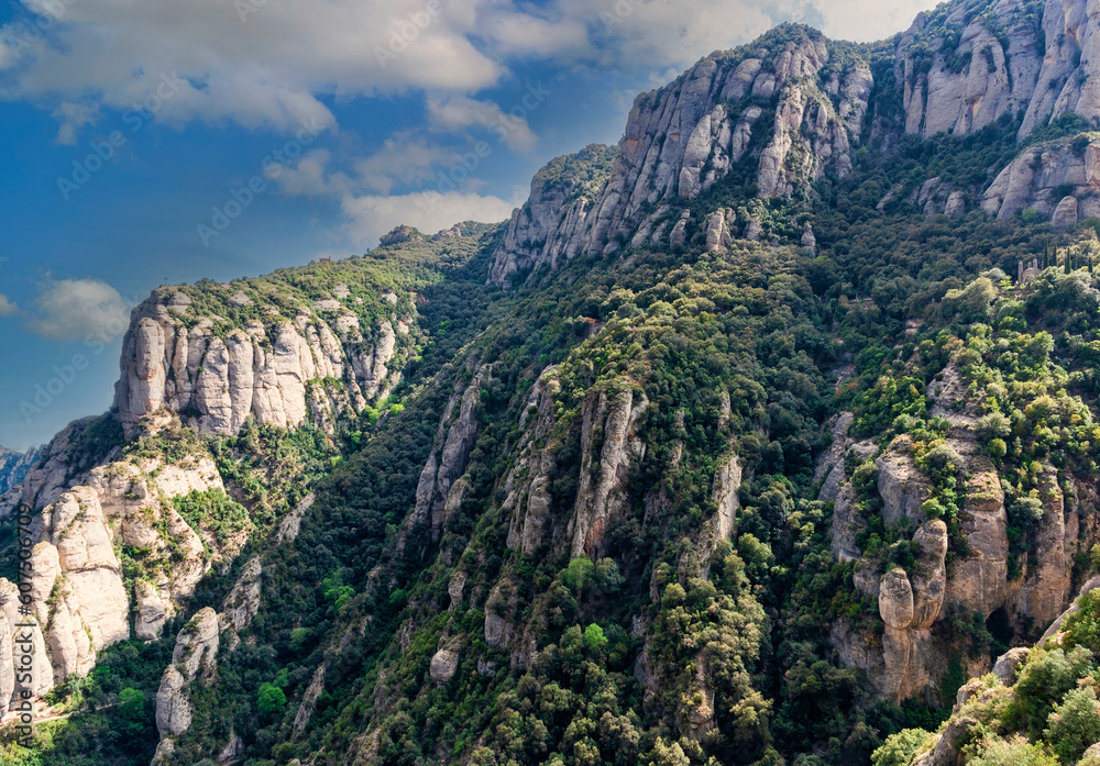 Majestic View of Jagged Mountain Range in Montserrat, Spain