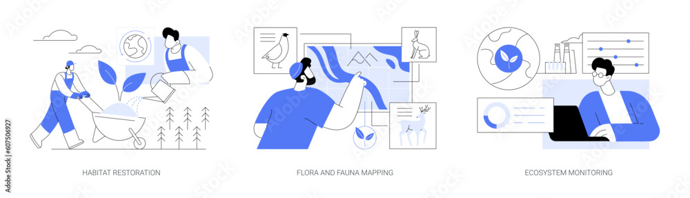 Ecosystem remediation abstract concept vector illustrations. Ecosystem remediation abstract concept vector illustrations.