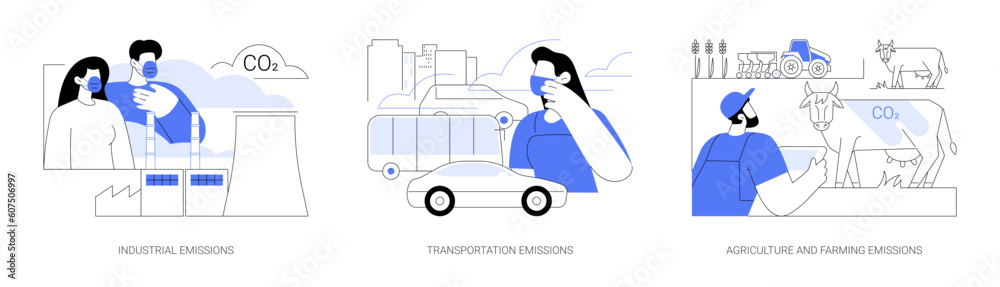 CO2 emissions abstract concept vector illustrations. CO2 emissions abstract concept vector illustrations.