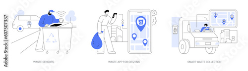 Smart waste management system abstract concept vector illustrations.