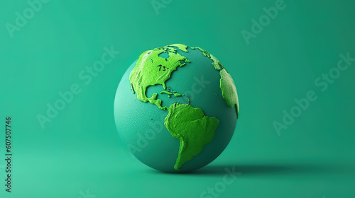 Earth Day background with green globe and map. Generative ai