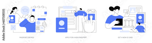 Passport application abstract concept vector illustrations.