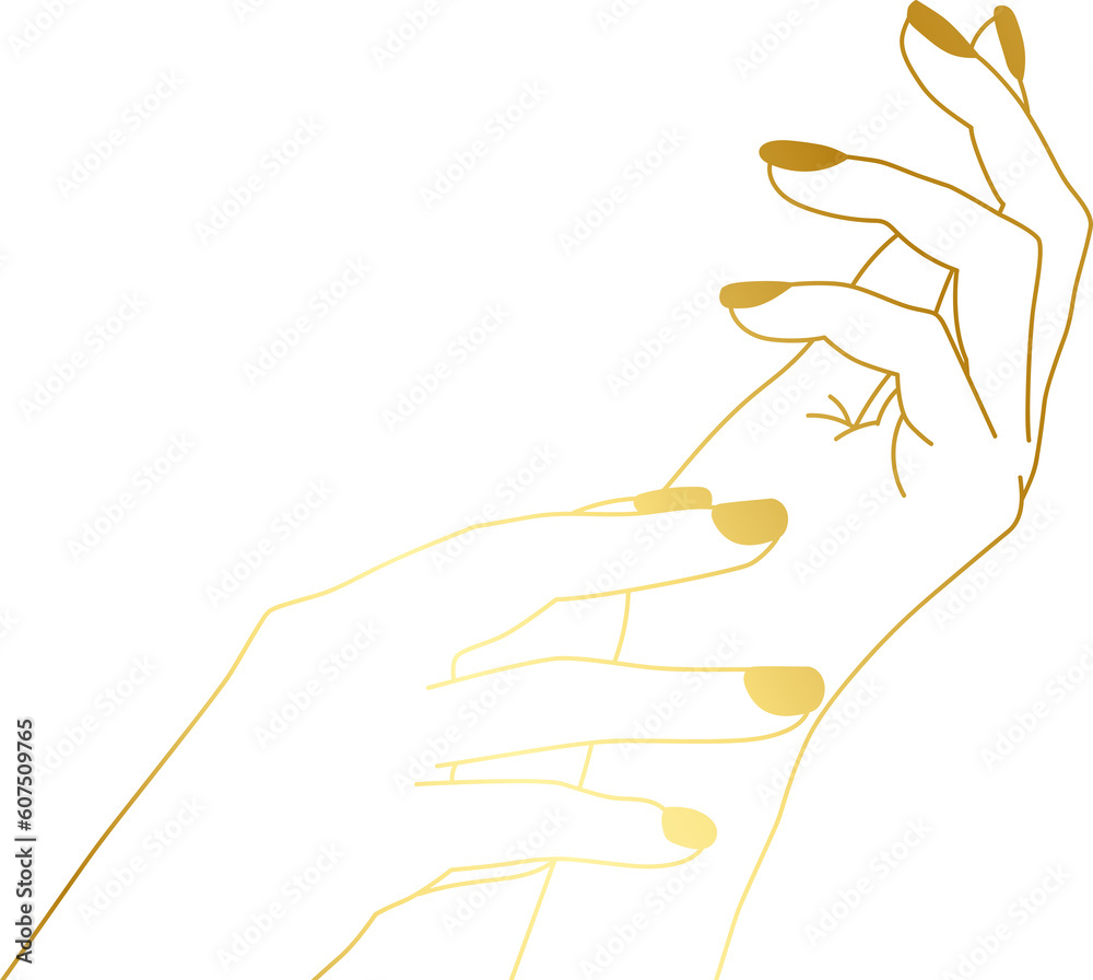 Isolated of Gold Hand Nail Outline Illustration Isolated of Gold Hand Nail Outline Illustration
