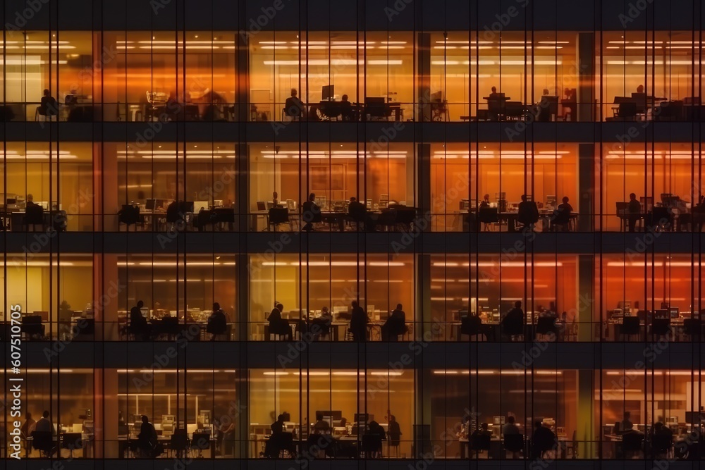 Blurred Silhouette of Office Employees: Business Blurred Silhouette of Office Employees: Business