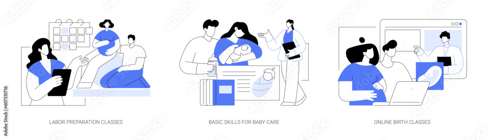 Pregnancy special classes abstract concept vector illustrations.