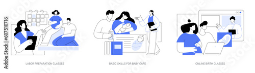 Pregnancy special classes abstract concept vector illustrations.