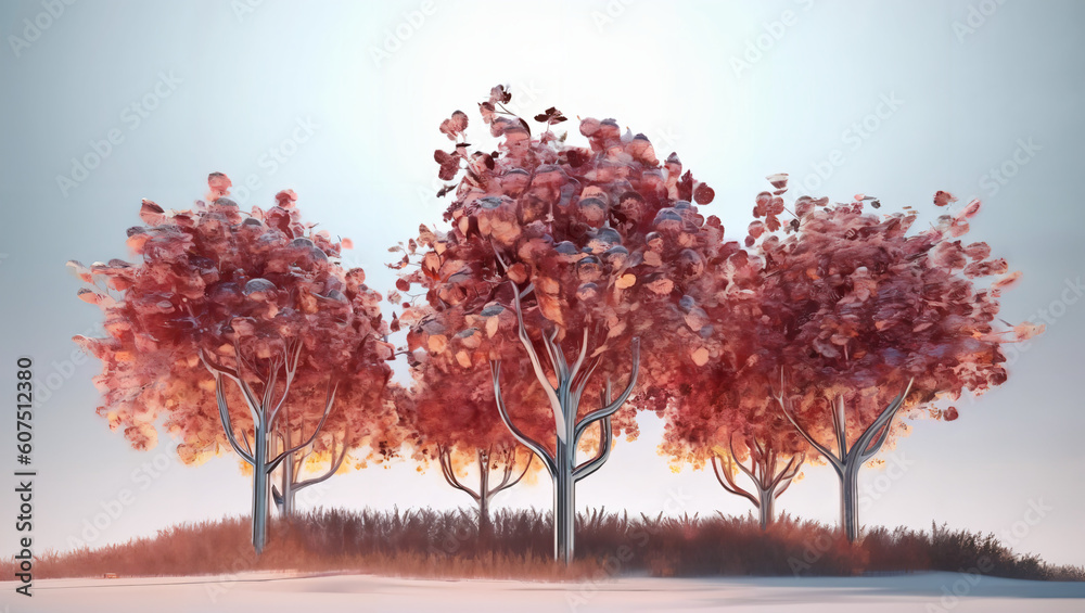 3D rendering of apple trees on transparent background, for illustration ...