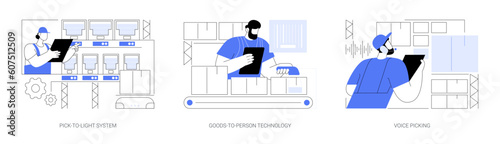 Warehousing technologies abstract concept vector illustrations.