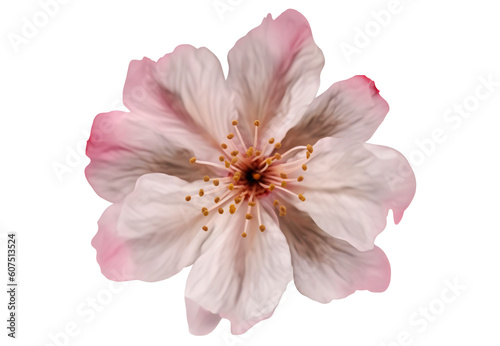 Cherry blossom flower on transparent background. Generative AI.