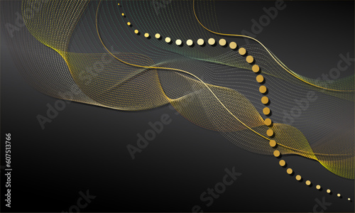 TRENDY ABSTRACT BACKGROUND BLACK & GOLD WITH WAVES