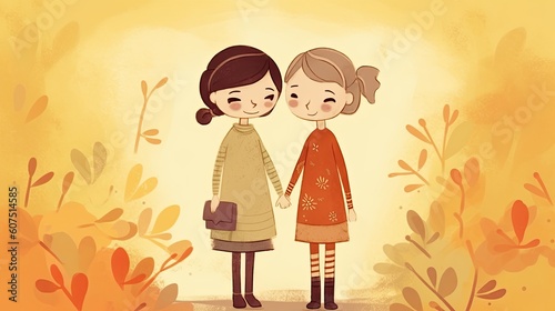 a illustration that communicates friendship - made with Generative AI tools