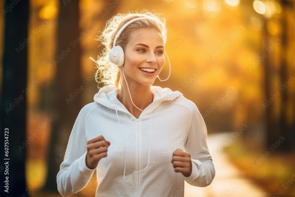 Sports woman on a morning run. AI generated, human enhanced Sports woman on a morning run. AI generated, human enhanced