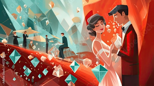 an illustration that communicates diamond lovers - made with Generative AI tools