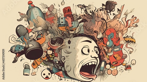 an illustration that communicates crazyness - made with Generative AI tools