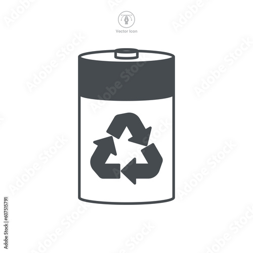 Battery Recycling Icon. Battery image and recycling symbol template for graphic and web design collection logo vector illustration