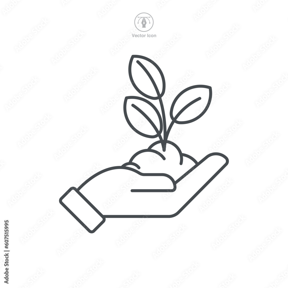 Eco Care. leaf and hand, care nature Icon symbol template for graphic and web design collection logo vector illustration Eco Care. leaf and hand, care nature Icon symbol template for graphic and web design collection logo vector illustration
