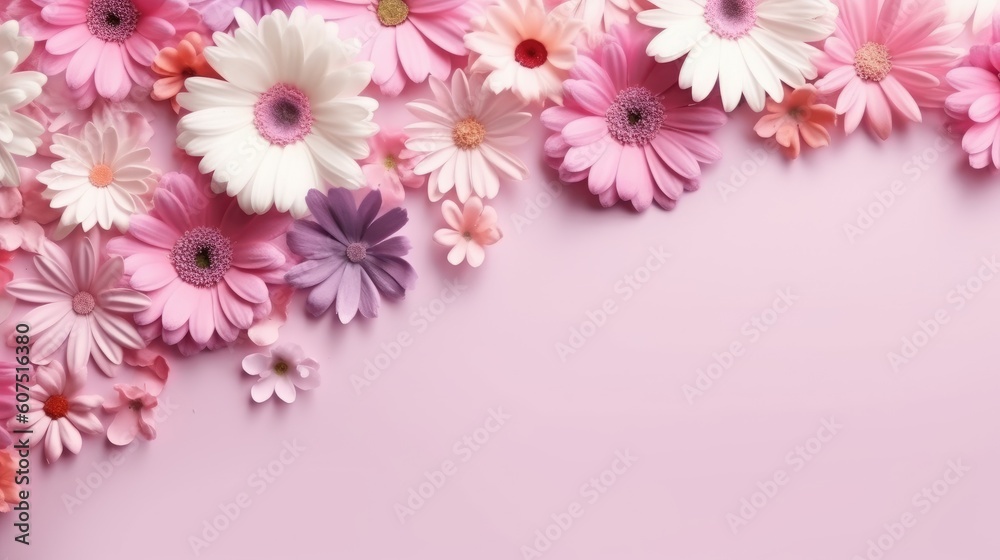 Flower Border with Typo Space on Empty Background Flower Border with Typo Space on Empty Background