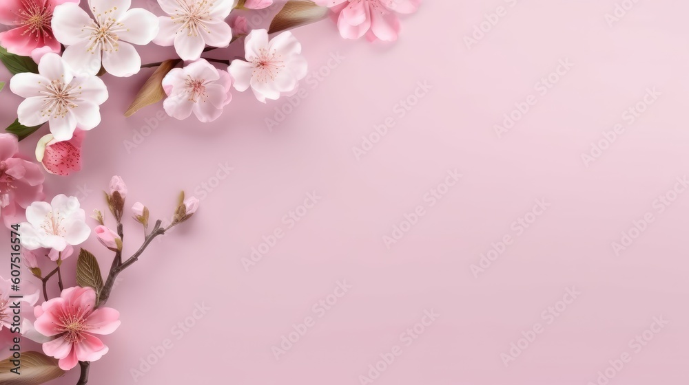 Flower Border with Typo Space on Empty Background