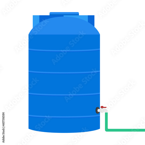 Water tank vector. Tap. Blue water tank on white background.