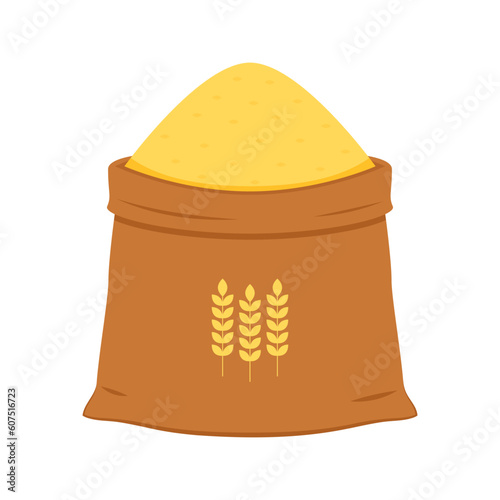 Rice sack cartoon vector. Wheat symbol. Paddy vector.