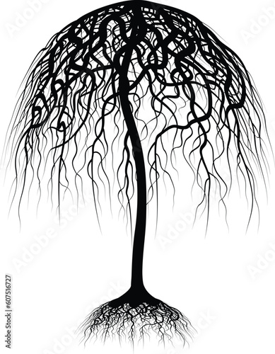 Editable vector illustration of a tree and its roots