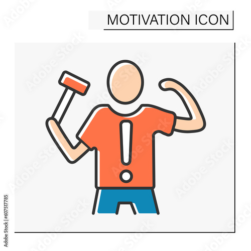 Persistence color icon. Self-strong. Firmness in actions and thoughts. Motivation concept. Isolated vector illustration