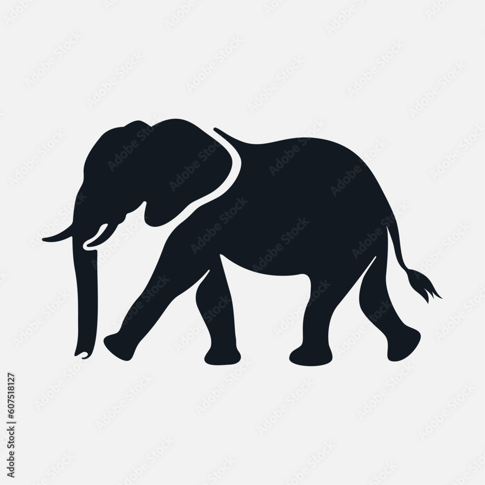 Fototapeta premium Elephant vector silhouette, flat style. Isolated elephant in vector.